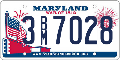 MD license plate 3BM7028