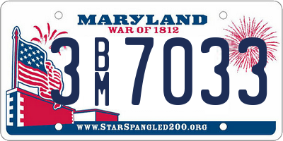MD license plate 3BM7033