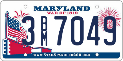 MD license plate 3BM7049