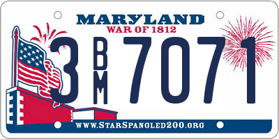 MD license plate 3BM7071