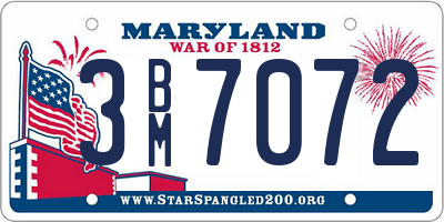 MD license plate 3BM7072