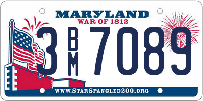 MD license plate 3BM7089