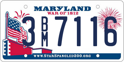 MD license plate 3BM7116