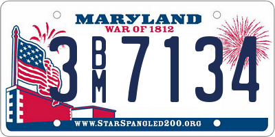 MD license plate 3BM7134