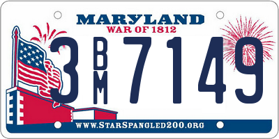 MD license plate 3BM7149