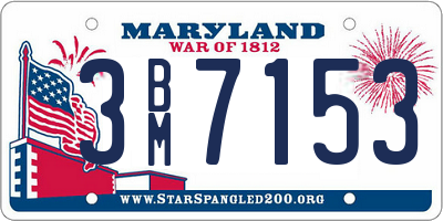 MD license plate 3BM7153