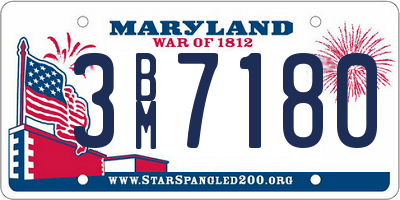 MD license plate 3BM7180