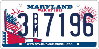 MD license plate 3BM7196