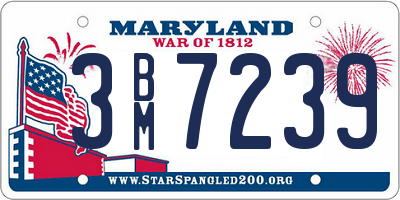 MD license plate 3BM7239