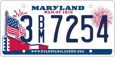 MD license plate 3BM7254