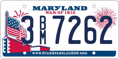 MD license plate 3BM7262