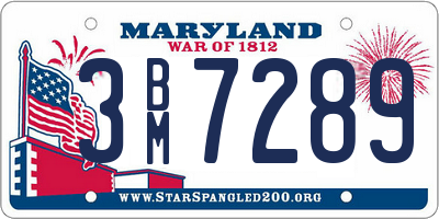 MD license plate 3BM7289