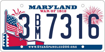 MD license plate 3BM7316