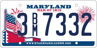 MD license plate 3BM7332
