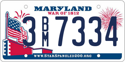 MD license plate 3BM7334