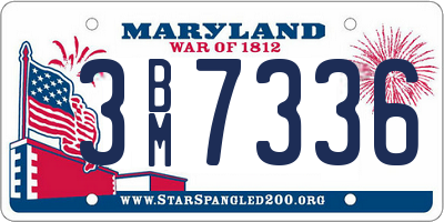 MD license plate 3BM7336