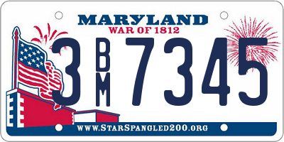 MD license plate 3BM7345