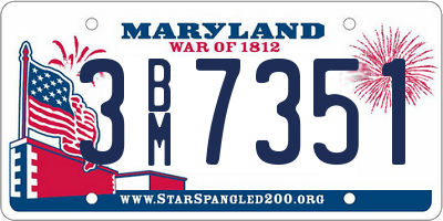 MD license plate 3BM7351