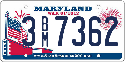 MD license plate 3BM7362