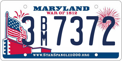 MD license plate 3BM7372