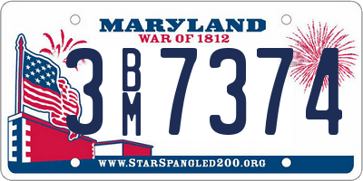 MD license plate 3BM7374