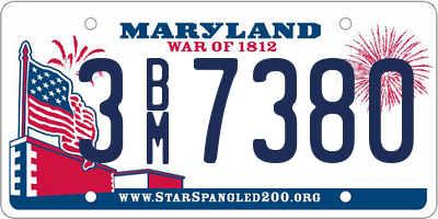MD license plate 3BM7380