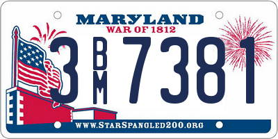 MD license plate 3BM7381