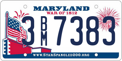 MD license plate 3BM7383