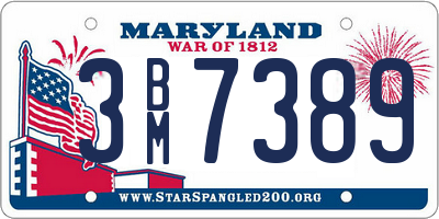 MD license plate 3BM7389
