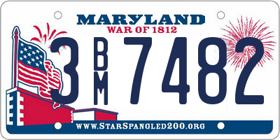 MD license plate 3BM7482