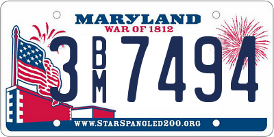 MD license plate 3BM7494