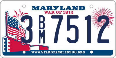 MD license plate 3BM7512