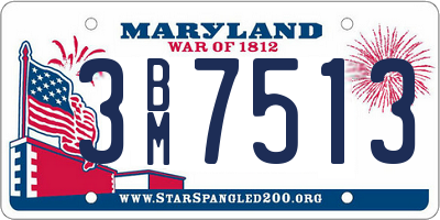 MD license plate 3BM7513