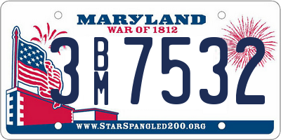 MD license plate 3BM7532