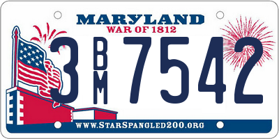 MD license plate 3BM7542