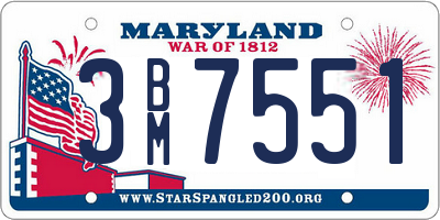 MD license plate 3BM7551