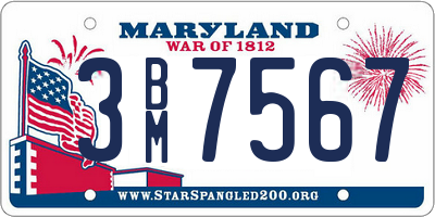 MD license plate 3BM7567