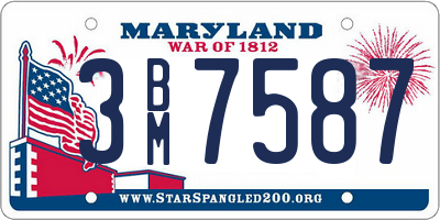 MD license plate 3BM7587