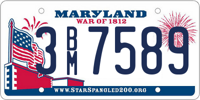 MD license plate 3BM7589