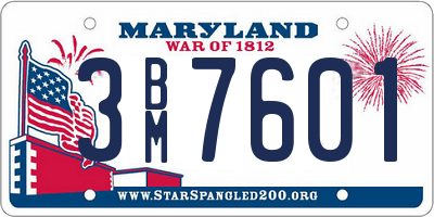 MD license plate 3BM7601