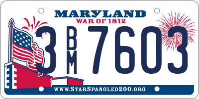 MD license plate 3BM7603