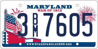 MD license plate 3BM7605