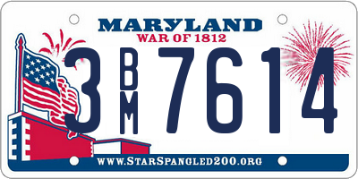 MD license plate 3BM7614