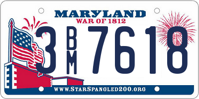 MD license plate 3BM7618