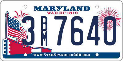 MD license plate 3BM7640