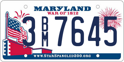 MD license plate 3BM7645