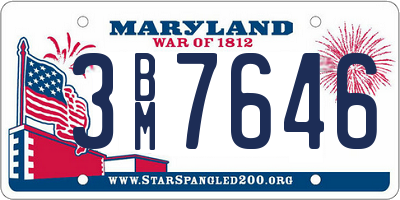 MD license plate 3BM7646