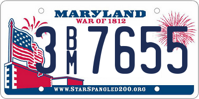 MD license plate 3BM7655