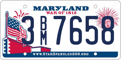 MD license plate 3BM7658