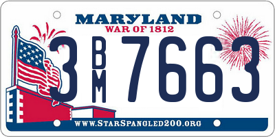 MD license plate 3BM7663
